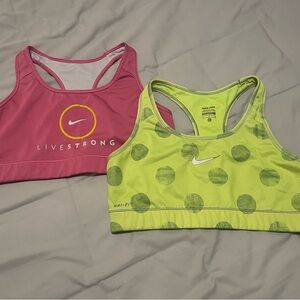 Nike Sports Bras in Pink and Neon Yellow Size L Livestrong